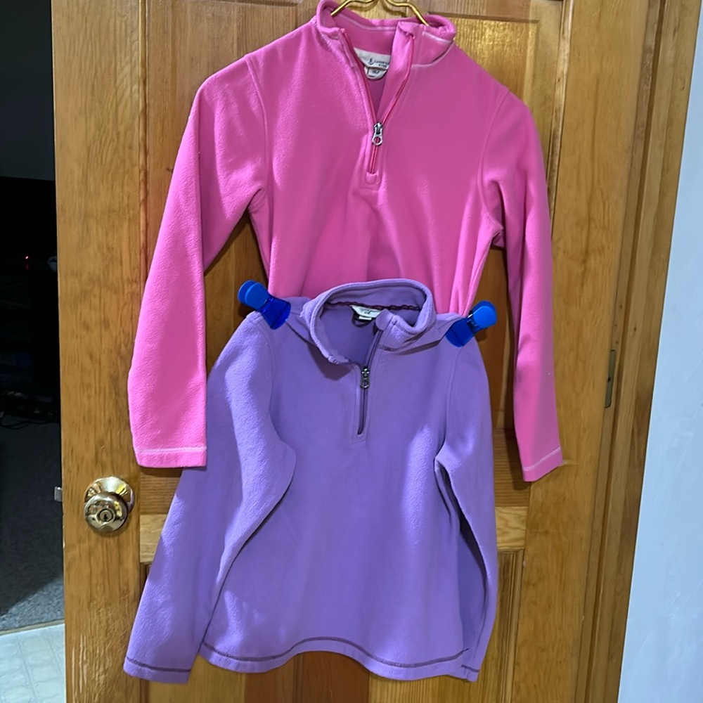 Lands’ End Kids quarter-zip light-weight fleece tops.  Girls size M (10 - 12).